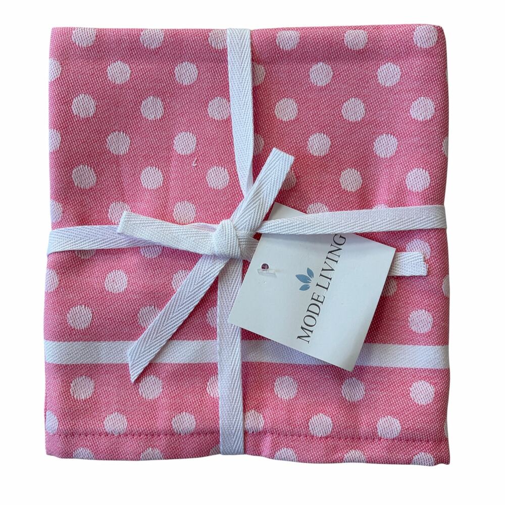 Pink Polka Dot Cotton Tea Towel 20x28 Made In Portugal Chic Kitchen New
